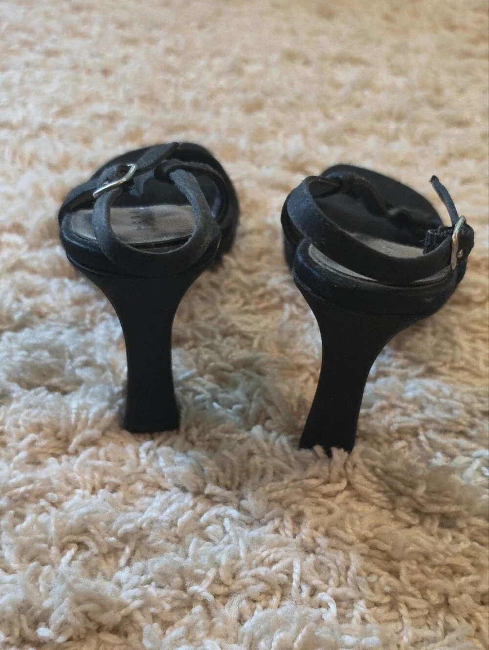 Black Strappy Knot Ankle-Heel Sandals